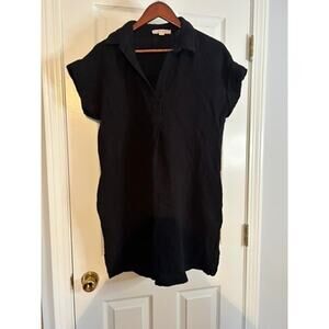 Crystal Comfort Gauze Tunic Dress Womens Medium Black Beach Cover Up Lightweight